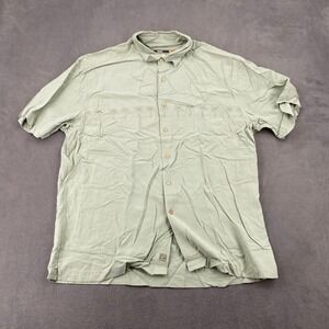 Quiksilver Edition Mens XL Sage Green Palm Tree Embroidered Button Down Shirt